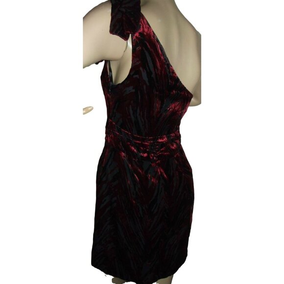 Silence + Noise Dress Womens Size Small Red Black One-Shoulder velvet party y2k - Picture 8 of 9